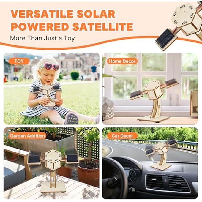DIY ROTATING SOLAR SATELLITE - 3D WOODEN PUZZLE BUILDING TOY,STEM EDUCATIONAL SCIENCE CRAFT MODEL KIT FOR KIDS AGES 8-12,INSPIRE CREATIVITY FOR BOYS AND GIRLS - Image 4